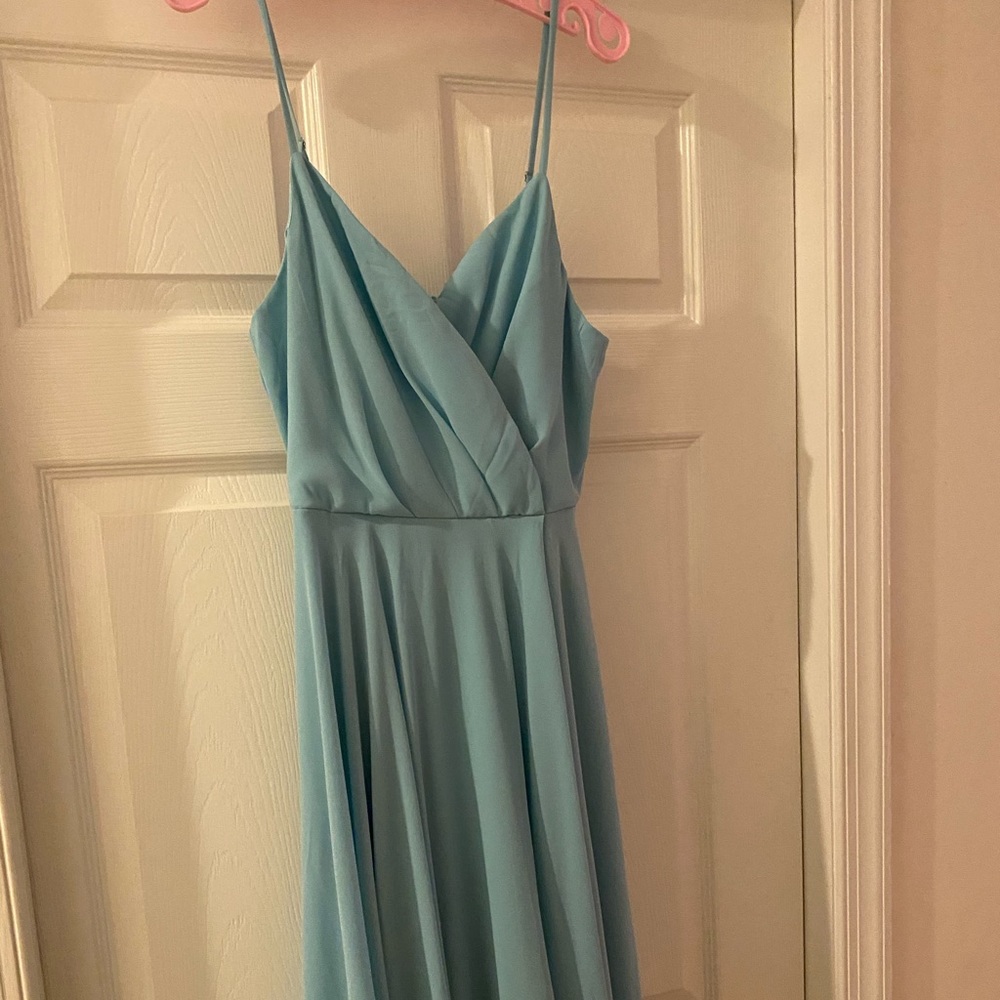 Light blue floor length dress